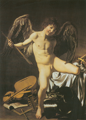 riproduzione-quadri-di Michelangelo Caravaggio Cupido Victorious