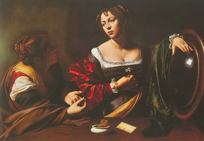 riproduzione-quadri-di Michelangelo Caravaggio Marta e Maria Magdelene