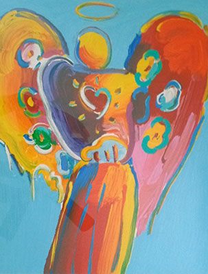 riproduzione-quadri-di Peter Max Angelo con Heart II