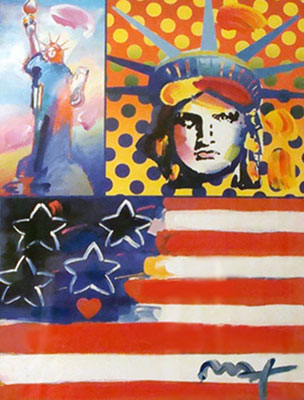 riproduzione-quadri-di Peter Max Dio Bless America IV