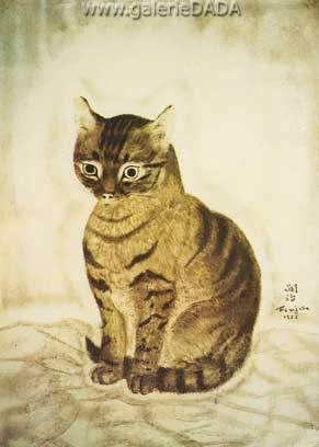 riproduzione-quadri-di Tsuguharu Foujita Gatto