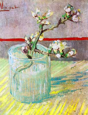 riproduzione-quadri-di Vincent Van Gogh Blossoming Almond Branch in un vetro