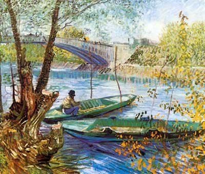 riproduzione-quadri-di Vincent Van Gogh Pesca in primavera (spessa vernice Impasto)