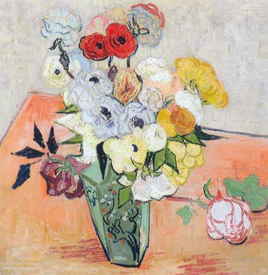 riproduzione-quadri-di Vincent Van Gogh Rose e anemoni