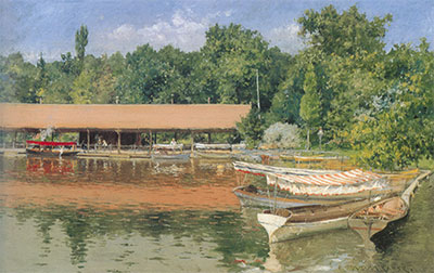 riproduzione-quadri-di William Merritt Chase Boat House, Prospect Park