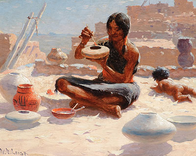 riproduzione-quadri-di William Robinson Leigh Pittore Hopi Pottery, Walpi, Arizona