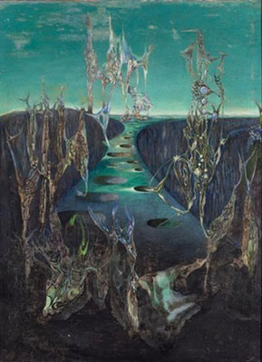 riproduzione-quadri-di Wolfgang Paalen Paesaggio surrealista