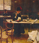 Riproduzione quadri di Jean Beraud Donna in un Cafe'